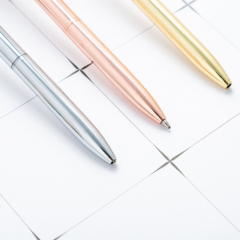 Promotional Custom Metal Click Slim Pens Printed Logo writing ballpoint pens