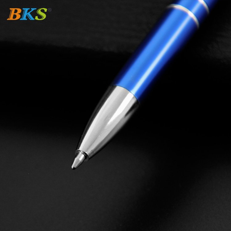 BKS 2023 Gift Promotional Ball Pen Customized Logo Black White Slim Metal Body Ballpoint Pen