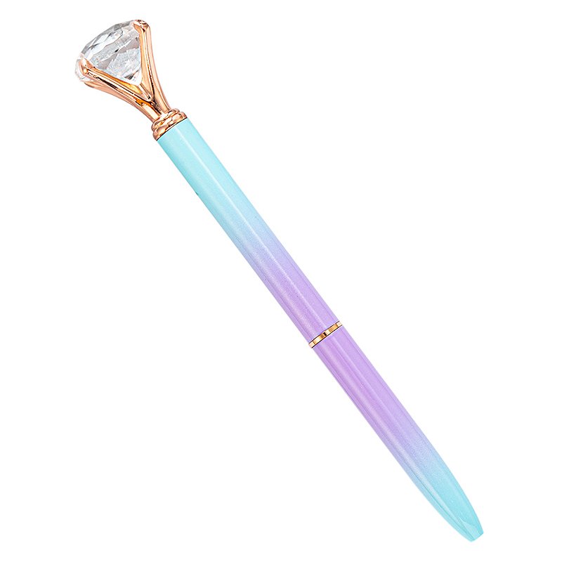 Customized Logo Crystal Crown Style Rainbow Color Metal Ballpoint pen Ball Pen With Big Crystal Diamond Pen Luxury