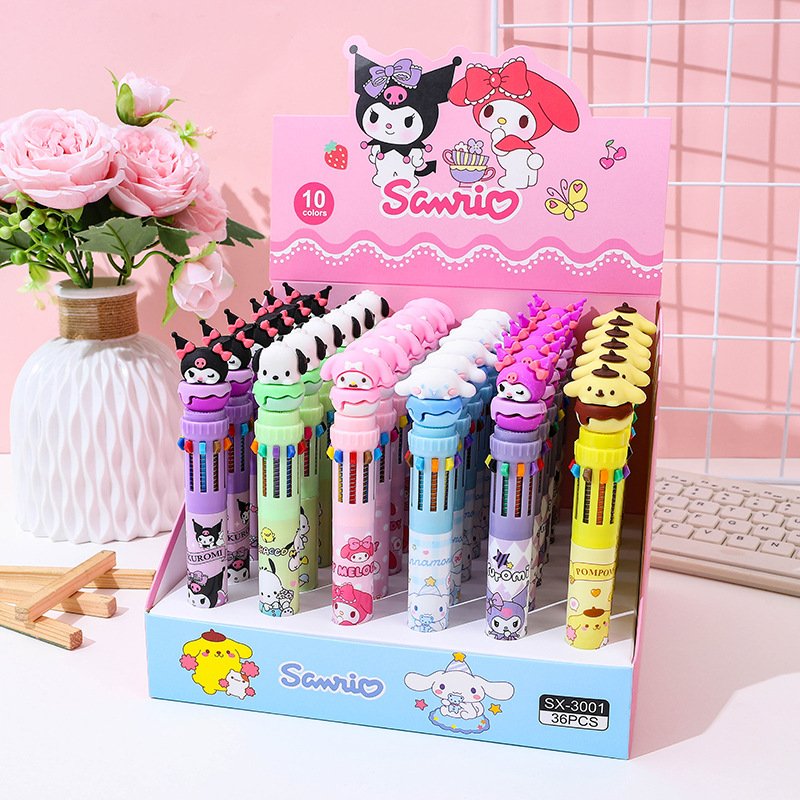 Creative and Cute Family Ten Color Ballpoint Pen, High Beauty Girl Press Hands Account Pen, Multi Color Gift Pen