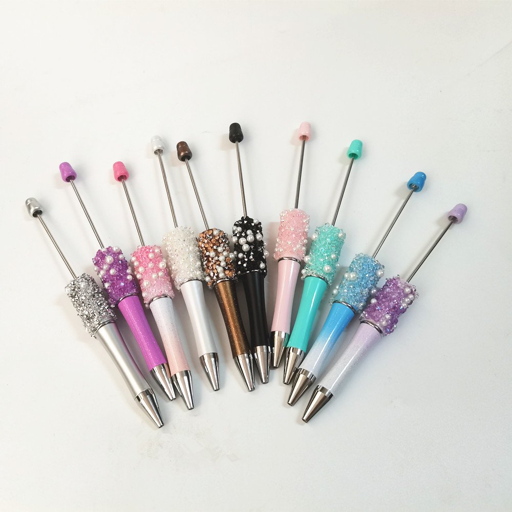 pearl Bling Bling Handmade Diamond Sticker DIY Pen Petal Sequin Beaded Ballpoint Pen with Resin Creative Cartoon DIY Beads Pen