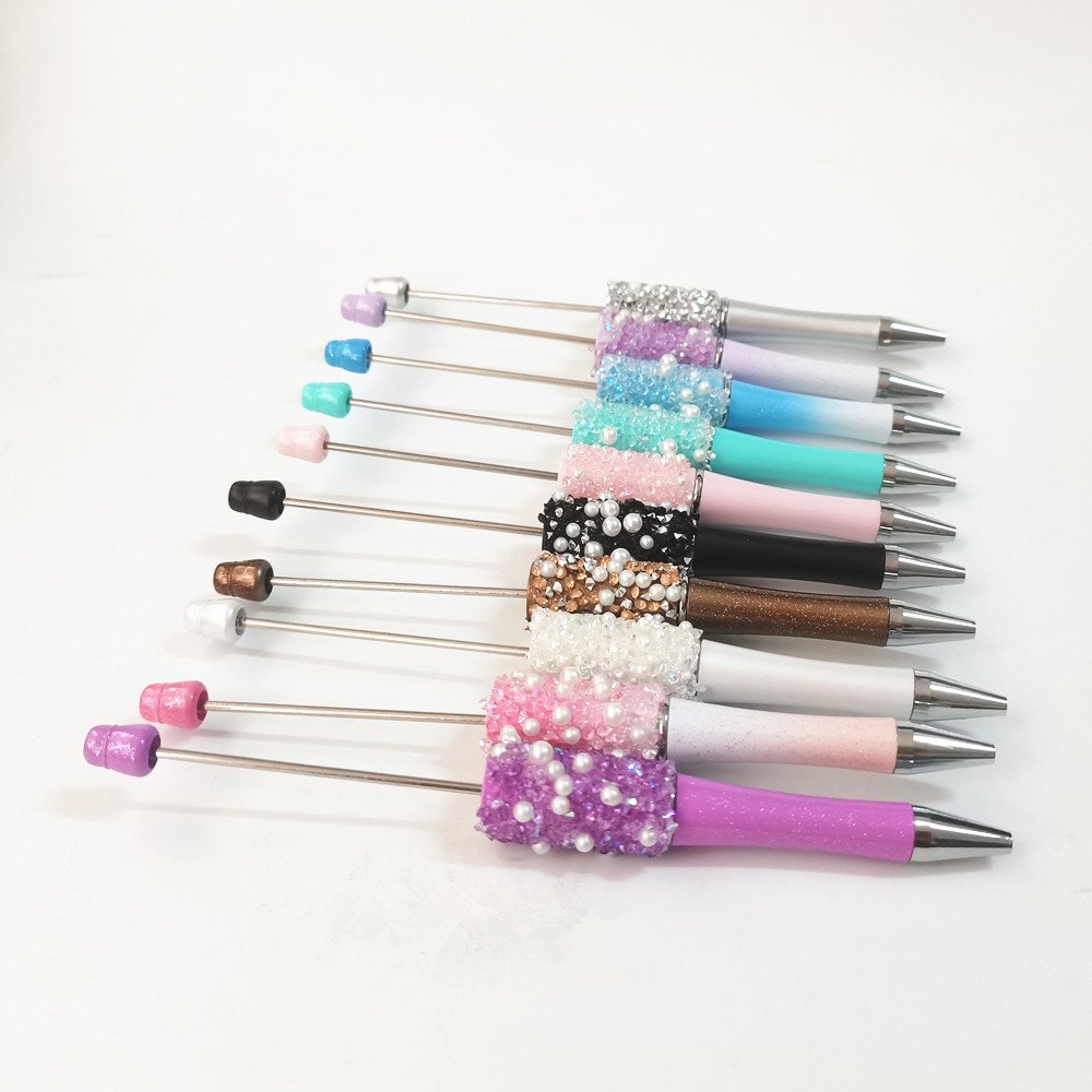 pearl Bling Bling Handmade Diamond Sticker DIY Pen Petal Sequin Beaded Ballpoint Pen with Resin Creative Cartoon DIY Beads Pen