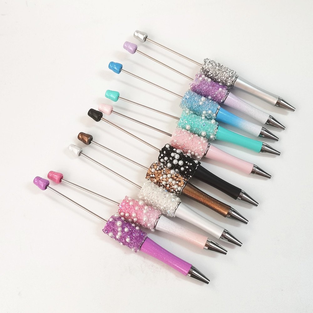 pearl Bling Bling Handmade Diamond Sticker DIY Pen Petal Sequin Beaded Ballpoint Pen with Resin Creative Cartoon DIY Beads Pen