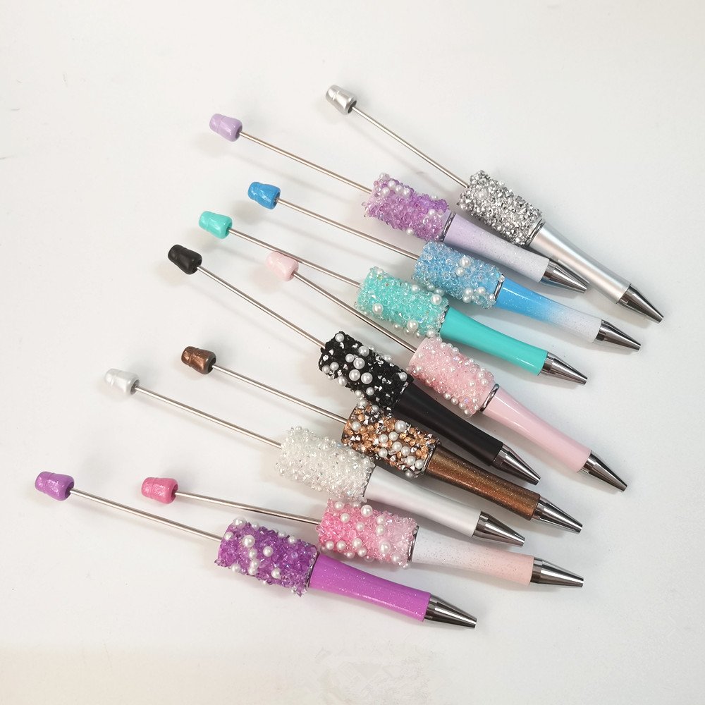 pearl Bling Bling Handmade Diamond Sticker DIY Pen Petal Sequin Beaded Ballpoint Pen with Resin Creative Cartoon DIY Beads Pen