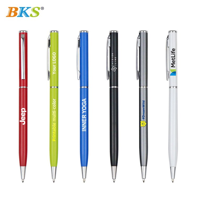 BKS RTS China Factory Wholesale Cheap Custom Logo Promotional Metal Twist Slim Ballpoint Pen