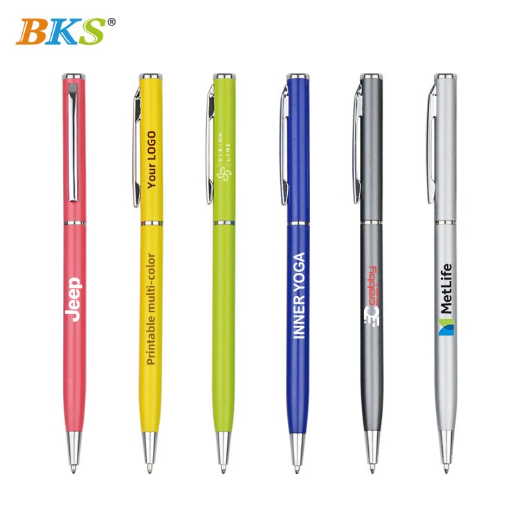 BKS RTS China Factory Wholesale Cheap Custom Logo Promotional Metal Twist Slim Ballpoint Pen
