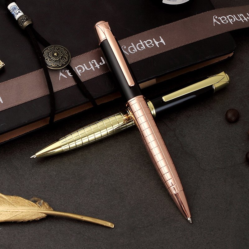 2024 Novelty Golden Stationery Promotional Heavy Metal Ballpoint Pen with Logo Advertising