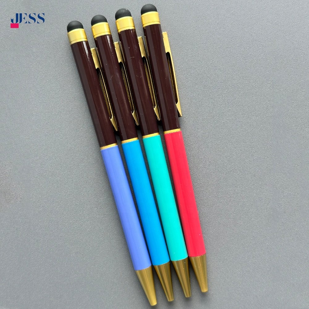 Factory Wholesale Touch Screen Brown Red Pen with Gold Excellent High Quality Metal Ballpoint Pen Personalized Logo