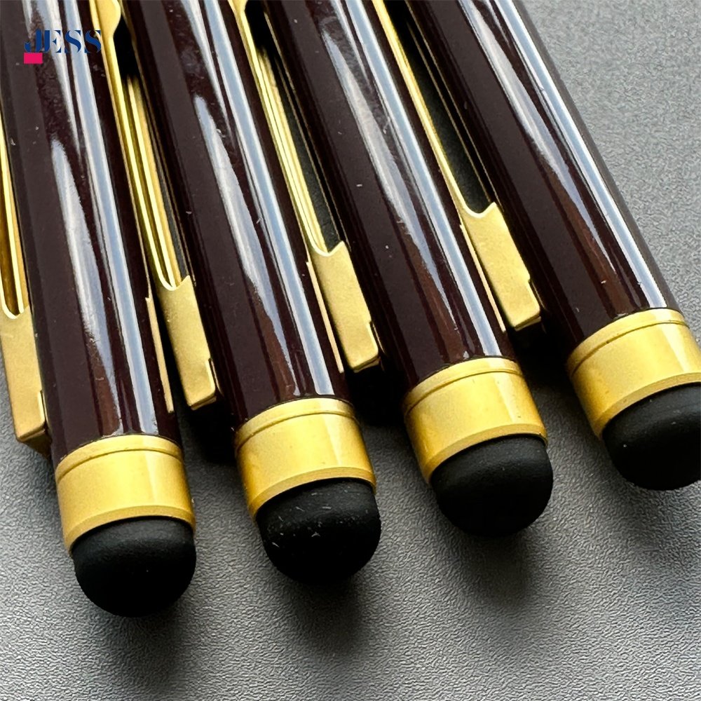 Factory Wholesale Touch Screen Brown Red Pen with Gold Excellent High Quality Metal Ballpoint Pen Personalized Logo
