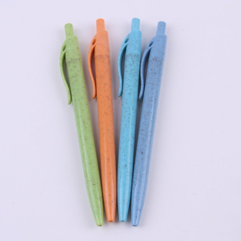 Interwell Wholesale Eco-Friendly Ballpoint Pen Wheat Straw Novelty Recycled 0.7 mm Writing Width Ball Pen