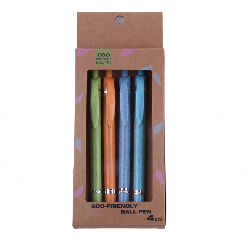 Interwell Wholesale Eco-Friendly Ballpoint Pen Wheat Straw Novelty Recycled 0.7 mm Writing Width Ball Pen
