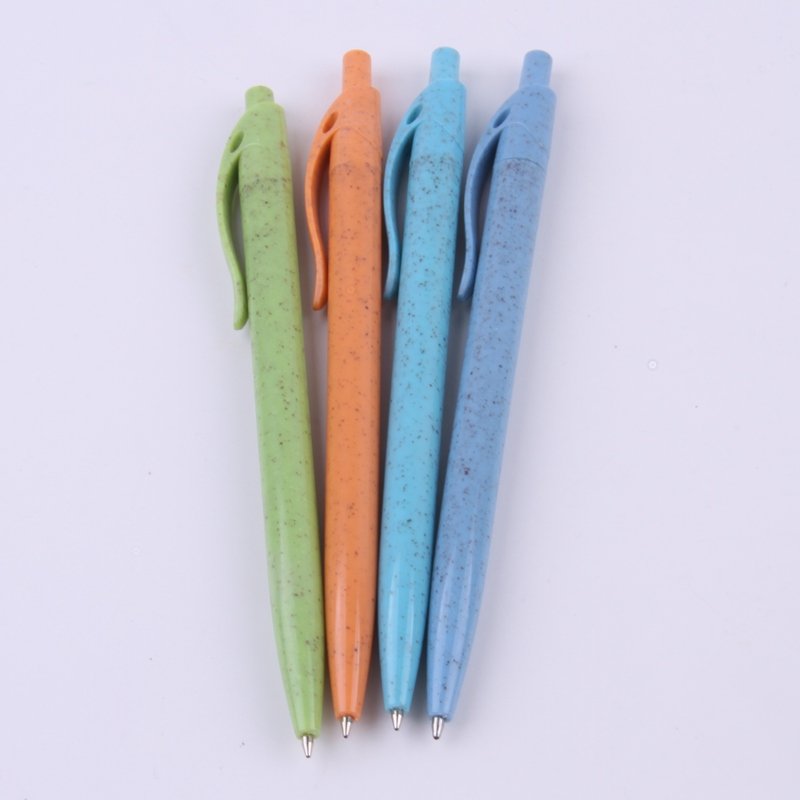 Interwell Wholesale Eco-Friendly Ballpoint Pen Wheat Straw Novelty Recycled 0.7 mm Writing Width Ball Pen