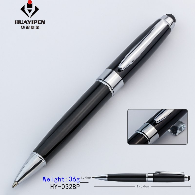 High Quality Promotional Rubber Top Stylus Touch Metal Ballpoint Pen with Printed Customized Logo