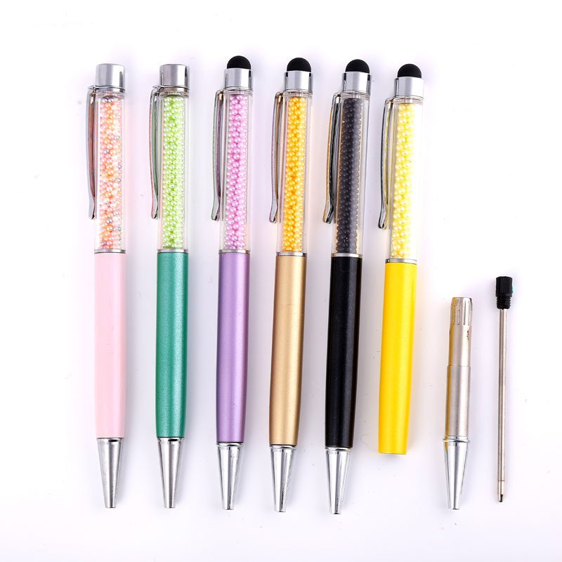 Promotional Customize Logo Crystal Metal Ball Pen Advertising Pearl Ballpoint Pen