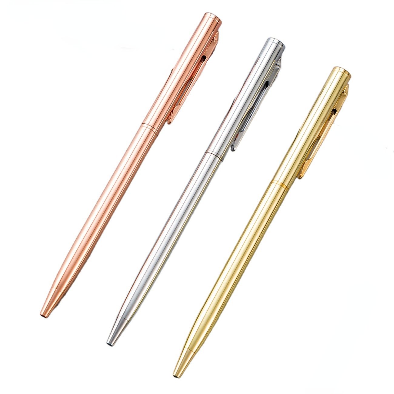 Cheap custom Laser Branded logo metal Pens Luxury rose gold slim Ballpoint Pens Thin Hotel supplies Promotion Gift Pen