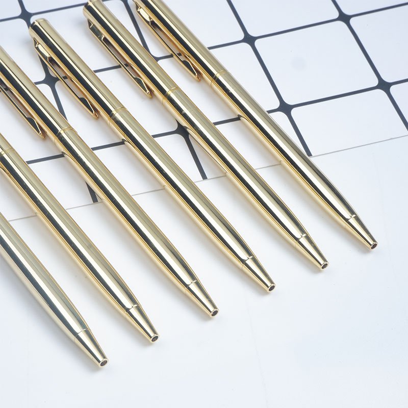 Cheap custom Laser Branded logo metal Pens Luxury rose gold slim Ballpoint Pens Thin Hotel supplies Promotion Gift Pen