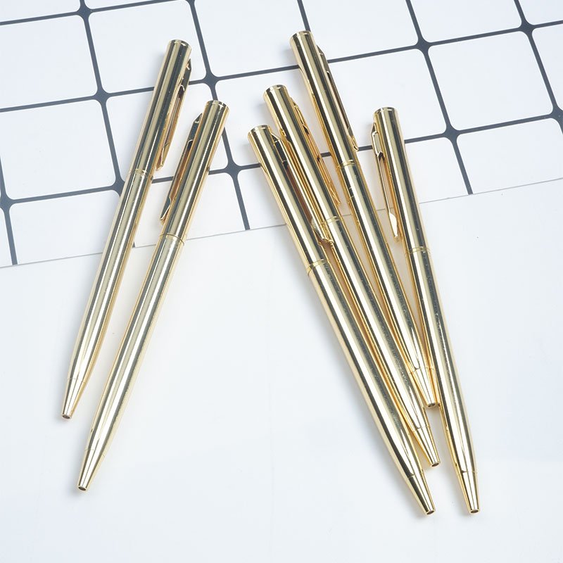 Cheap custom Laser Branded logo metal Pens Luxury rose gold slim Ballpoint Pens Thin Hotel supplies Promotion Gift Pen
