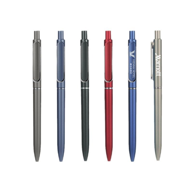 Ballpoint Pens Black Metal Matt Color Pen Retractable Ink Pens for Journal Business Police Men Flight Attendant 0.5mm