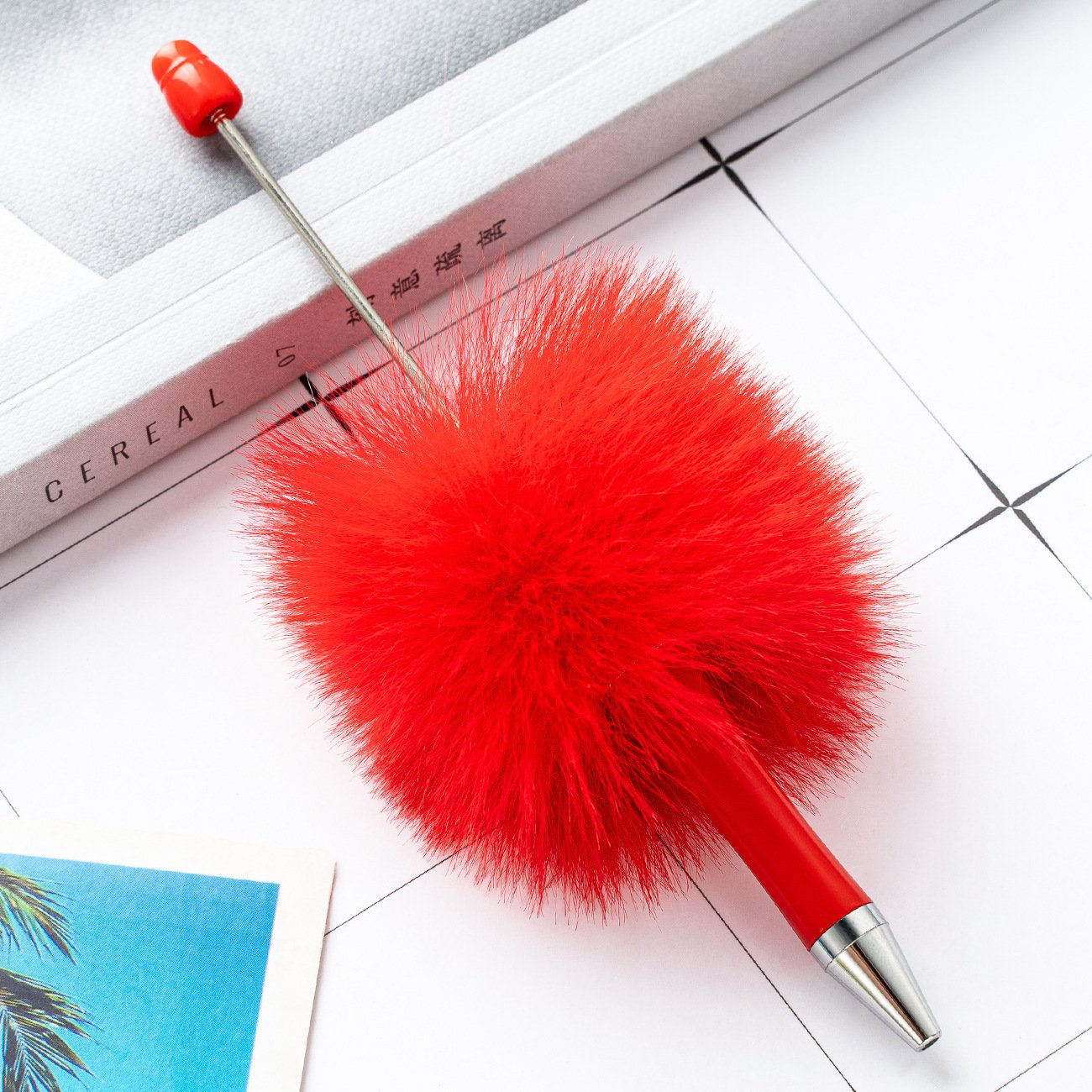 BSBH Multicolor Ballpoint Pen Creative Feather Plastic Ballpoint Pen Decorative Diy Beads Ballpoint Pens Wholesale Gift