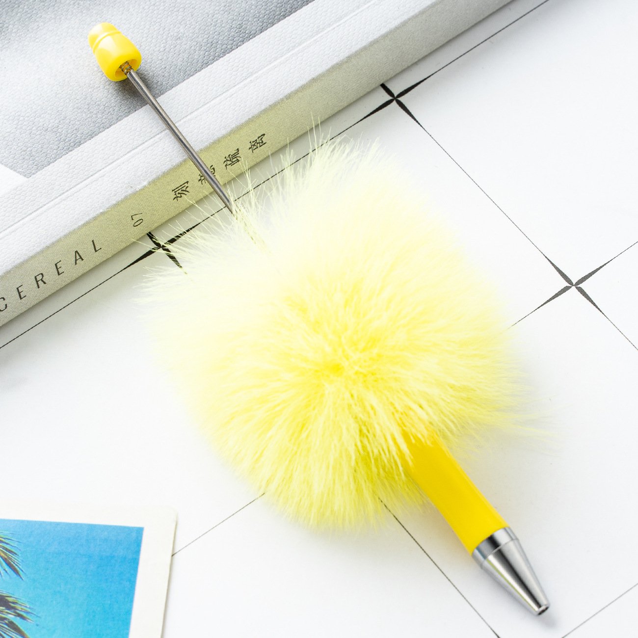 BSBH Multicolor Ballpoint Pen Creative Feather Plastic Ballpoint Pen Decorative Diy Beads Ballpoint Pens Wholesale Gift
