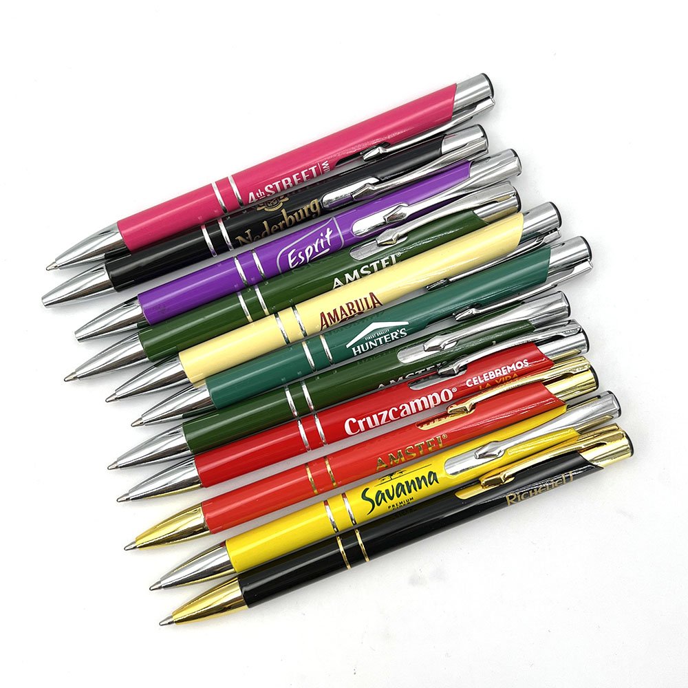 China Professional Manufacture Metallic Promotional Ballpoint Pen With Colorful Branding Custom Logo Pen