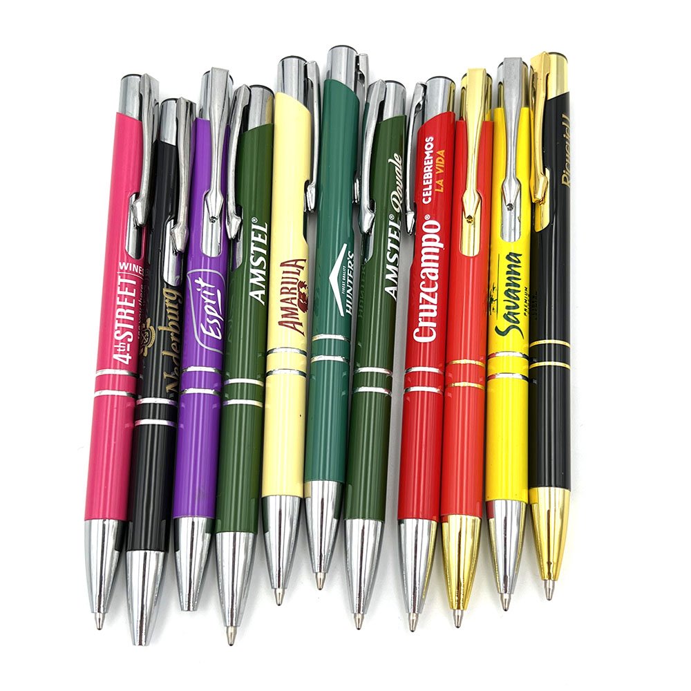 China Professional Manufacture Metallic Promotional Ballpoint Pen With Colorful Branding Custom Logo Pen
