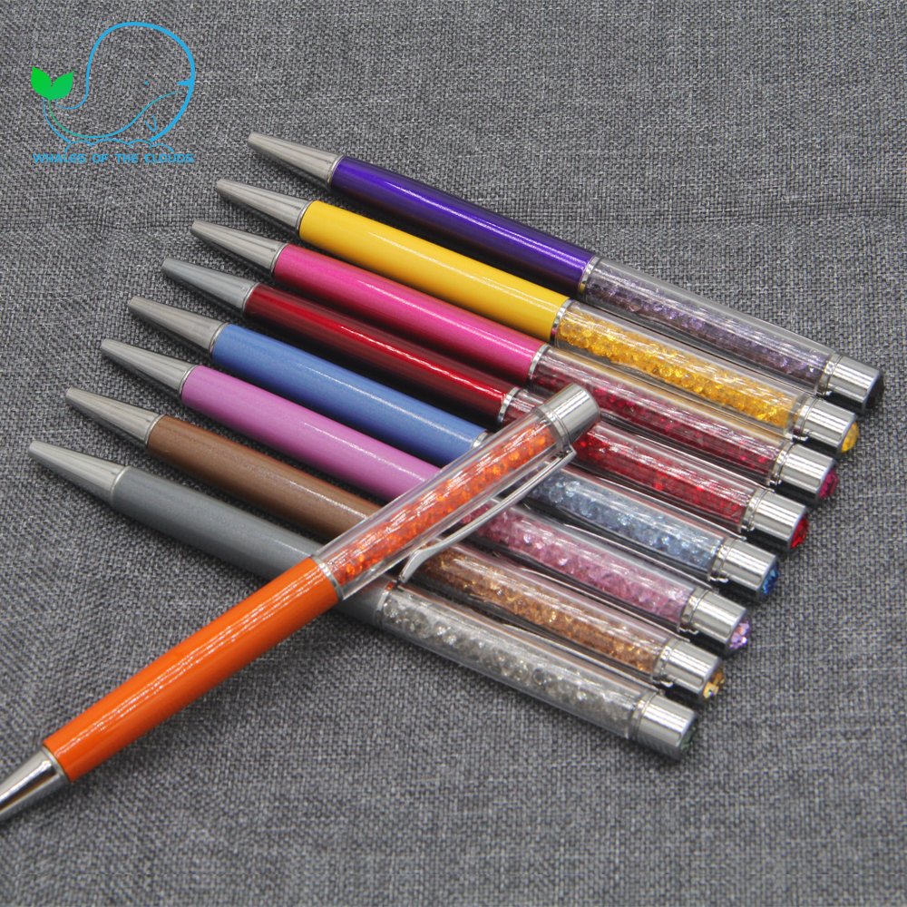 Fashion Custom Logo Printed Cute Metal Crystal Diamond Stylus Ballpoint Pen For Girls Student