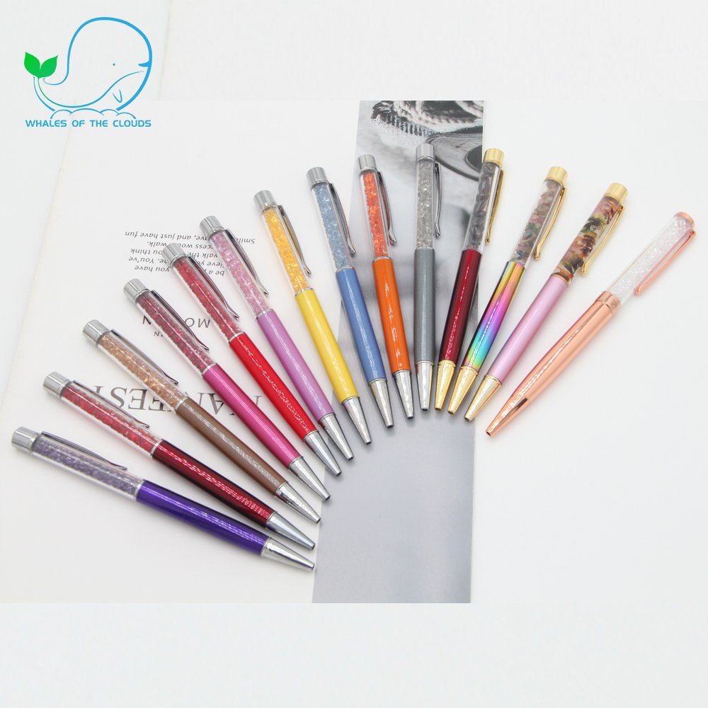 Fashion Custom Logo Printed Cute Metal Crystal Diamond Stylus Ballpoint Pen For Girls Student
