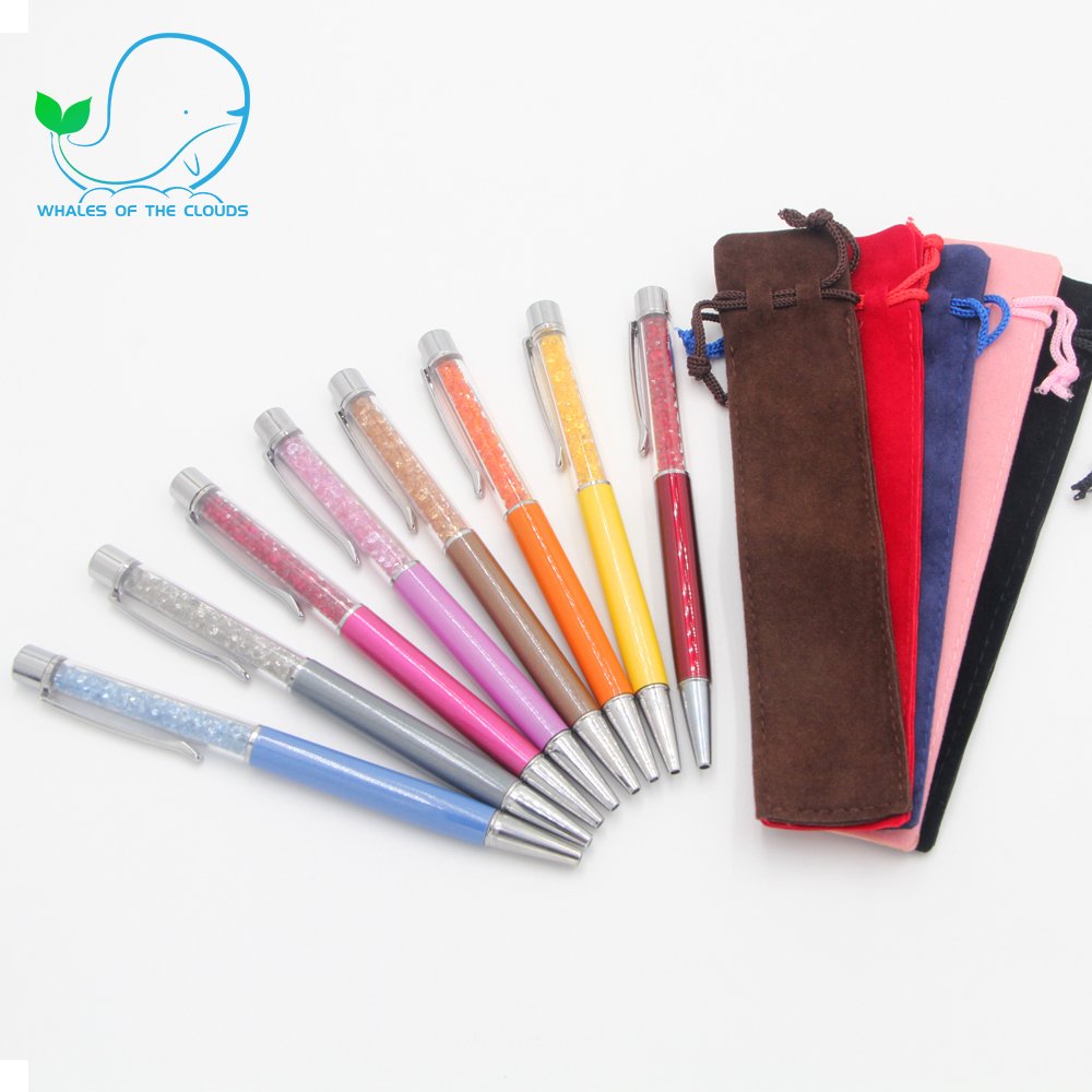 Fashion Custom Logo Printed Cute Metal Crystal Diamond Stylus Ballpoint Pen For Girls Student