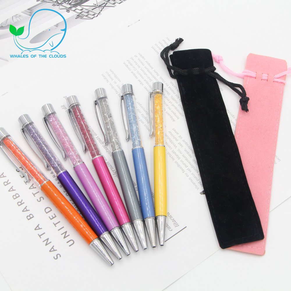 Fashion Custom Logo Printed Cute Metal Crystal Diamond Stylus Ballpoint Pen For Girls Student