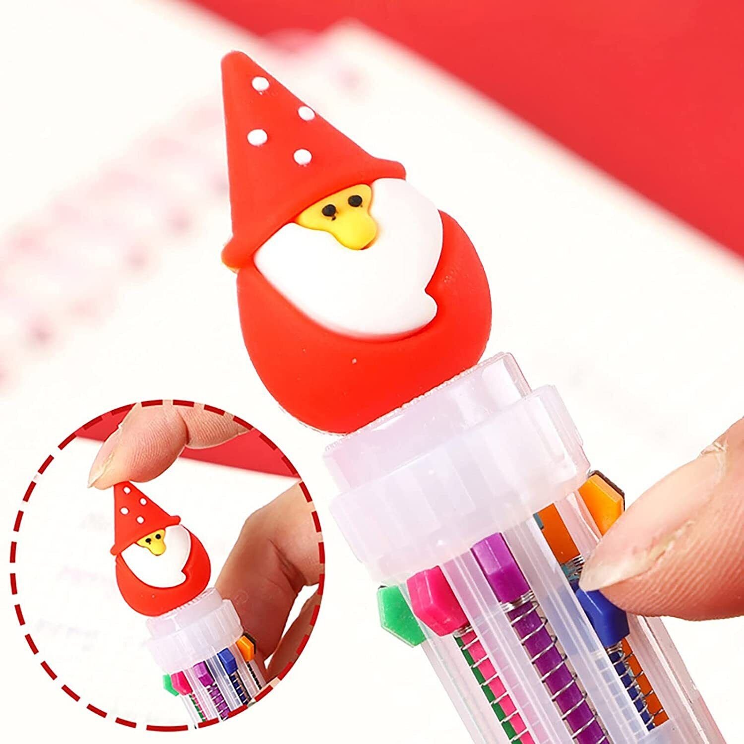 Christmas Cute Cartoon Ballpoint Pen 6 Colors 10 Colors Retractable Ballpoint Pen For School Office Christmas Gift