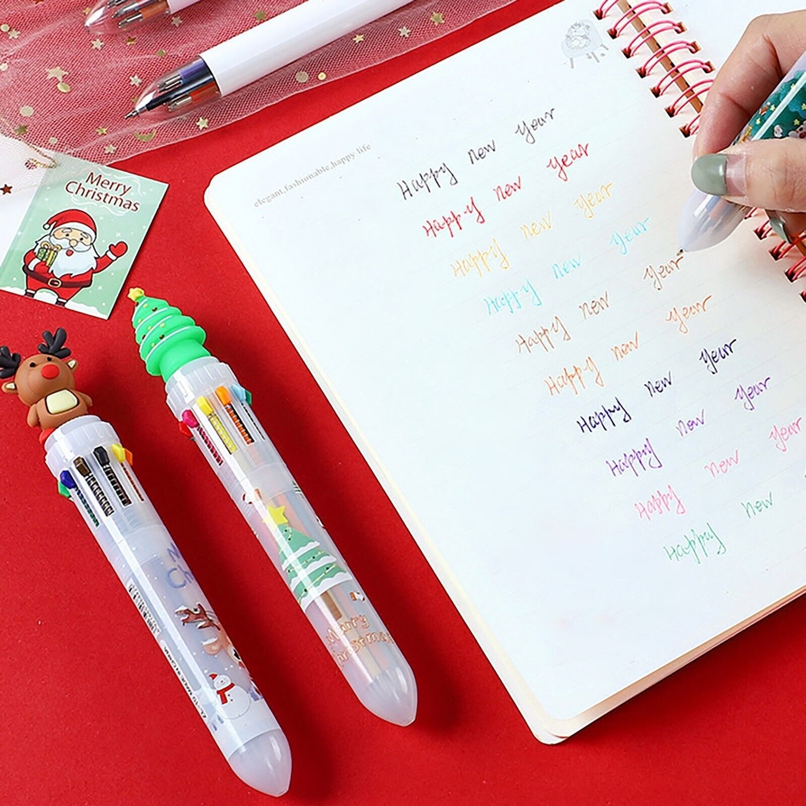 Christmas Cute Cartoon Ballpoint Pen 6 Colors 10 Colors Retractable Ballpoint Pen For School Office Christmas Gift