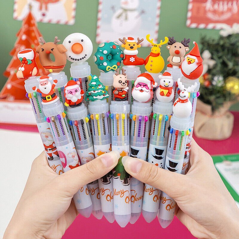 Christmas Cute Cartoon Ballpoint Pen 6 Colors 10 Colors Retractable Ballpoint Pen For School Office Christmas Gift