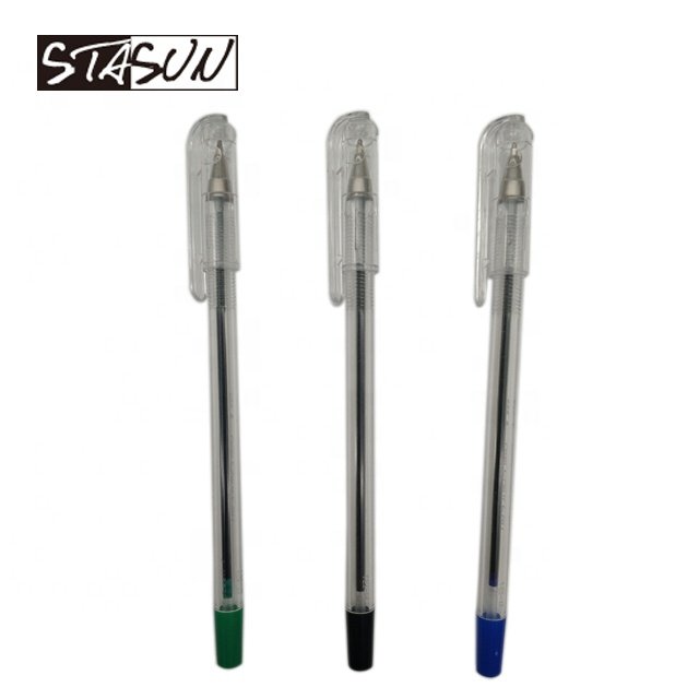 STASUN Classic Basic Customized Clear Plastic Ballpoint Pen Simple