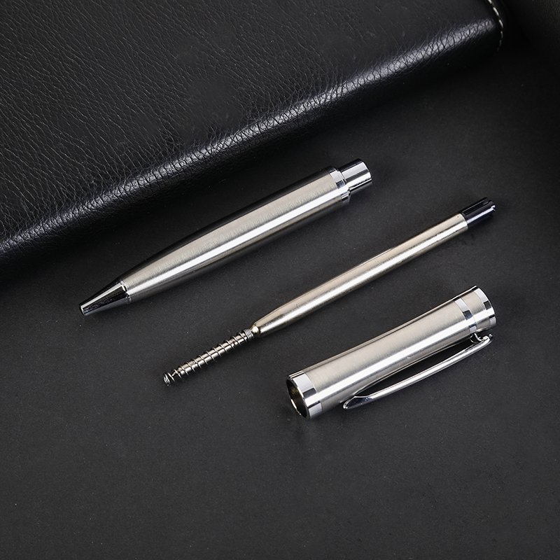 SHULI 2023 New Design Stainless Steel Ball Pen All Silver Luxury Business Gift Pen Spot Wholesale Metal Ballpoint Pen