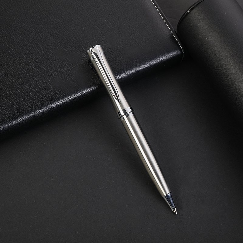 SHULI 2023 New Design Stainless Steel Ball Pen All Silver Luxury Business Gift Pen Spot Wholesale Metal Ballpoint Pen