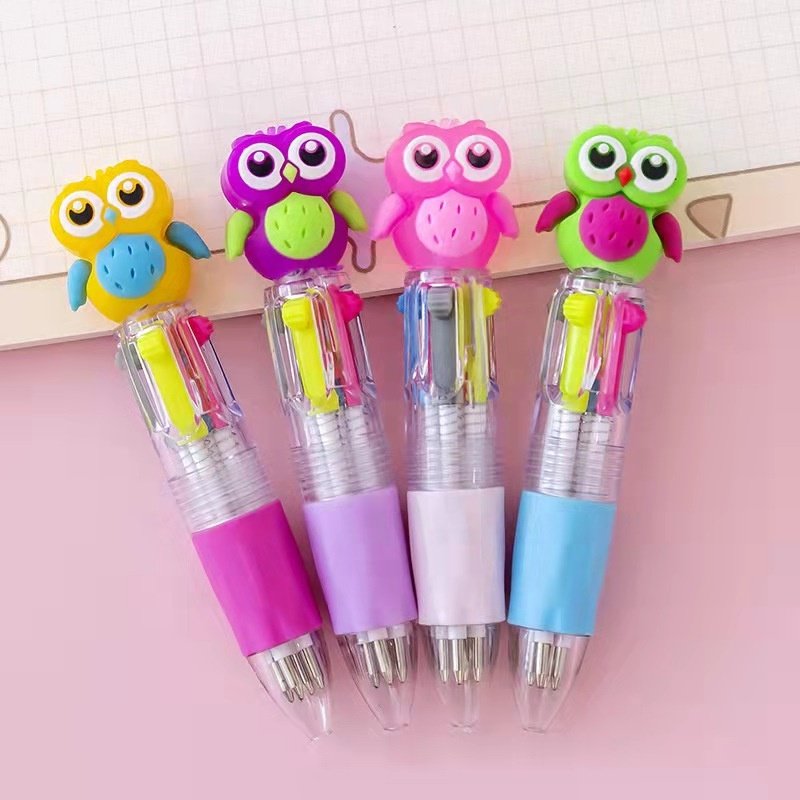 Factory price school kids cartoon cute mini 4 color ink avocado ballpoint pen
