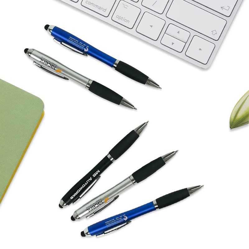 Wholesale Newest Cheap 2 in 1 Custom Logo Promotional Pen Smooth writing Plastic Stylus Ballpoint Pen for Gifts