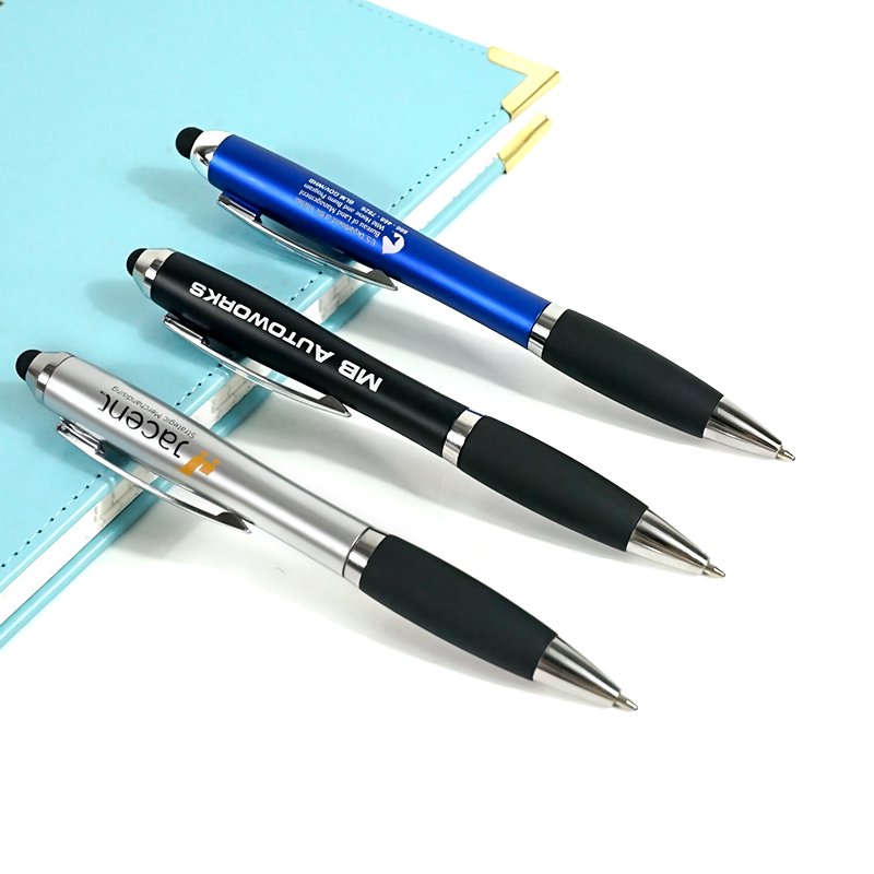 Wholesale Newest Cheap 2 in 1 Custom Logo Promotional Pen Smooth writing Plastic Stylus Ballpoint Pen for Gifts
