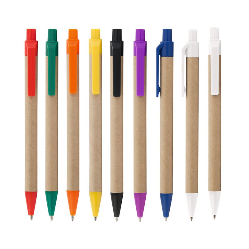 Eco Friendly kraft paper ballpoint pens with custom logo biodegradable PLA ball pen for promotion