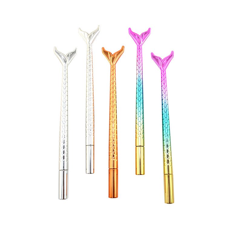 Hot Sale School Stationery Gift Cute Rainbow Color Mermaid Shape Shiny Plastic Ballpoint Pen For Kids