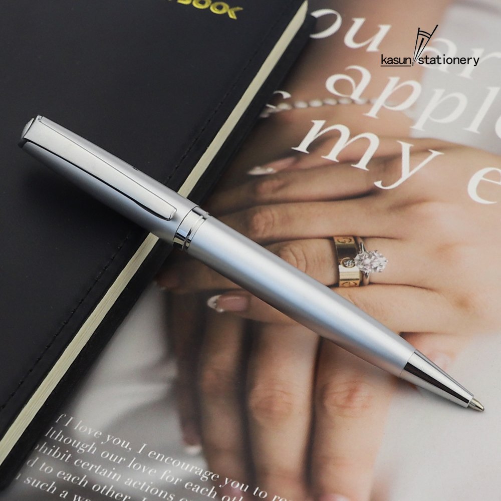 High quality matte gun black roller pen high-end black metal roller gel pen with mirror logo