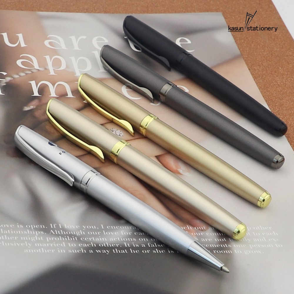High quality matte gun black roller pen high-end black metal roller gel pen with mirror logo