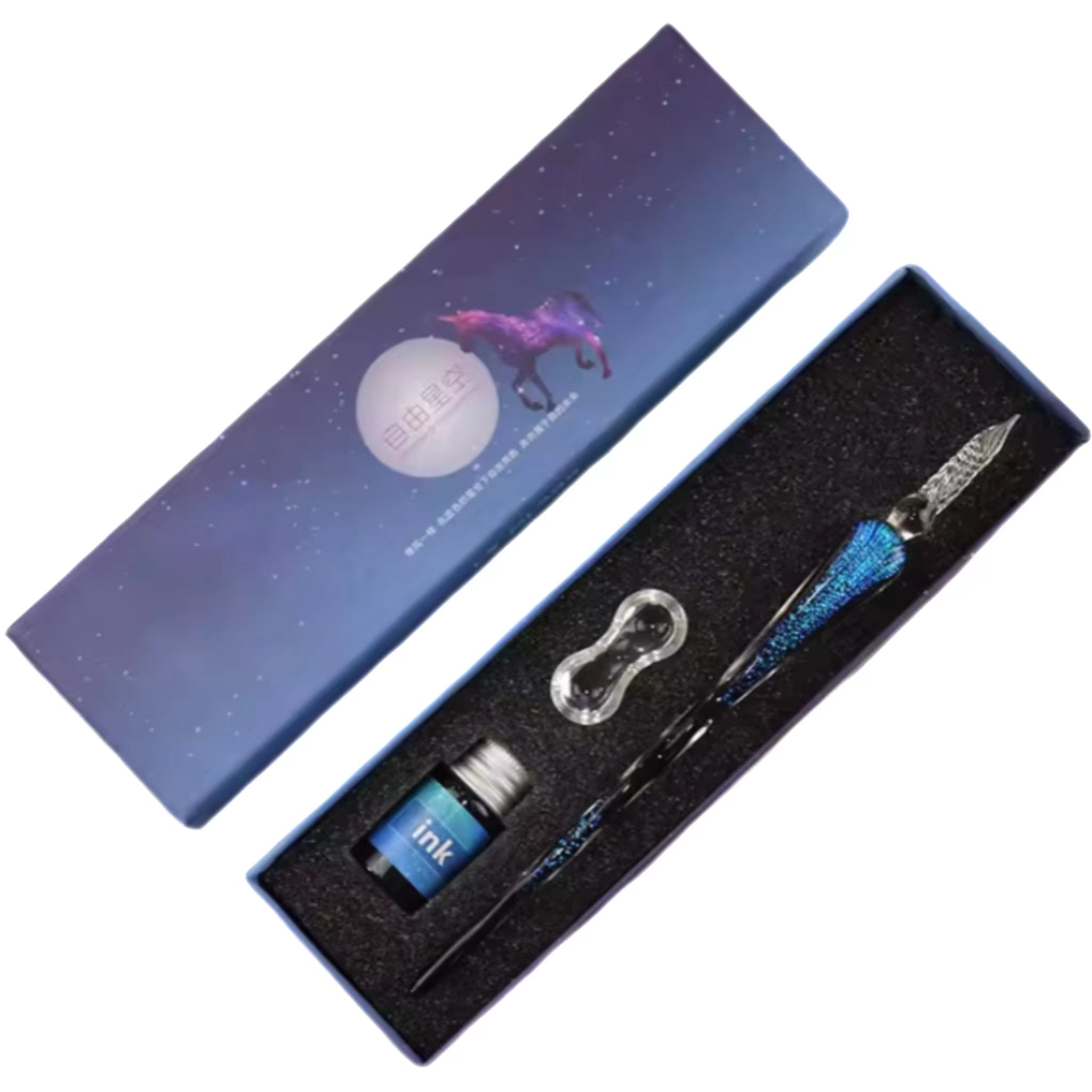 Creative business stationery Gift student gift box gold powder color business student glass pen dipping pen