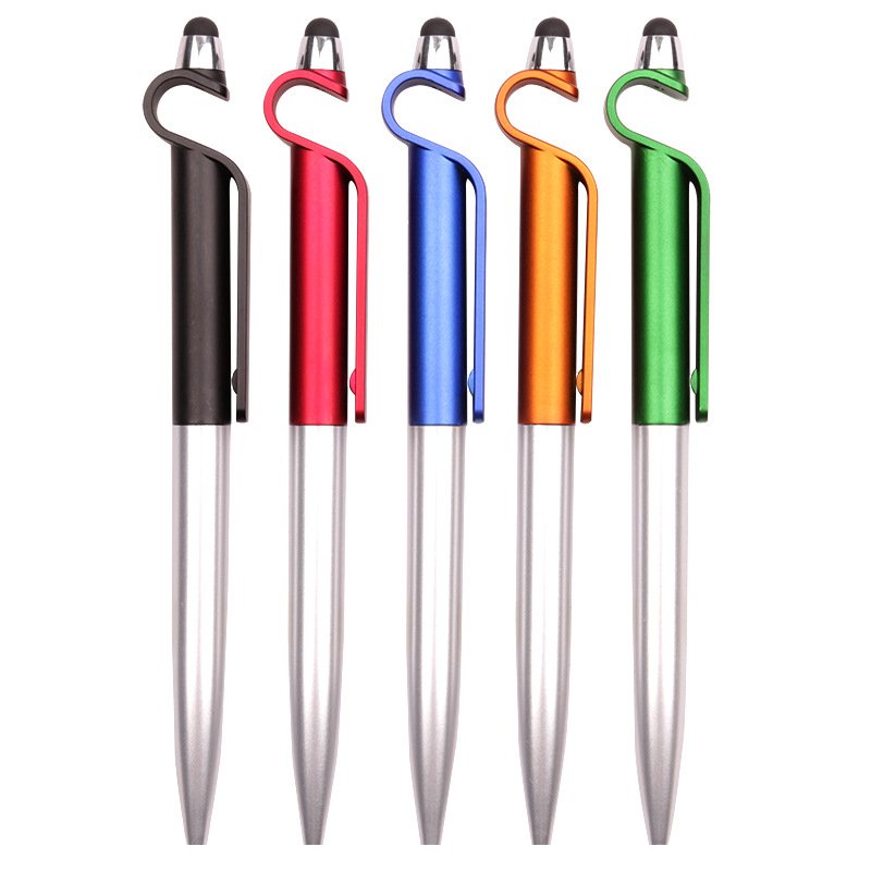 Low MOQ Customized LOGO Printing Spot Plastic Multifunction 3-in-1 Mobile Phone Holder Touch Stylus Ballpoint Pen Novelty Body