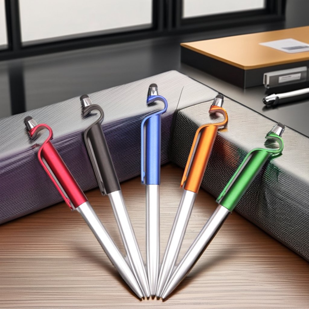 Low MOQ Customized LOGO Printing Spot Plastic Multifunction 3-in-1 Mobile Phone Holder Touch Stylus Ballpoint Pen Novelty Body