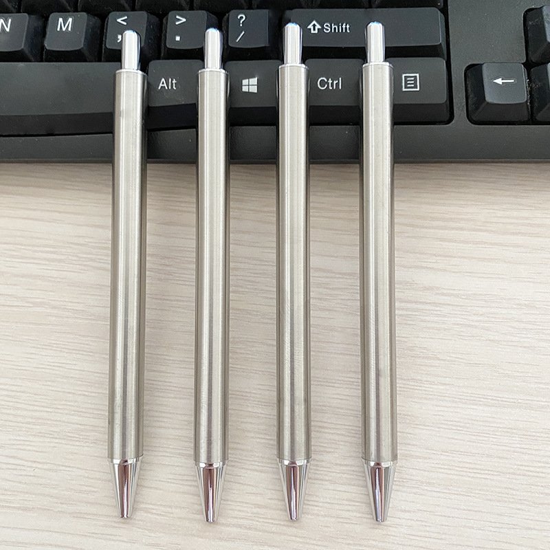 Custom Slim Stainless Steel Gel Pen Smooth Straight Barrel with New Metal Click Blank Clip Fashionable 1.0mm Writing Width Gift