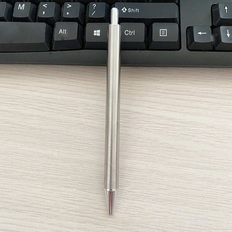 Custom Slim Stainless Steel Gel Pen Smooth Straight Barrel with New Metal Click Blank Clip Fashionable 1.0mm Writing Width Gift