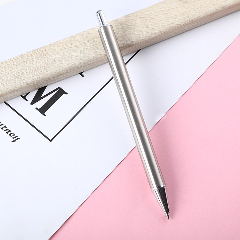 Custom Slim Stainless Steel Gel Pen Smooth Straight Barrel with New Metal Click Blank Clip Fashionable 1.0mm Writing Width Gift
