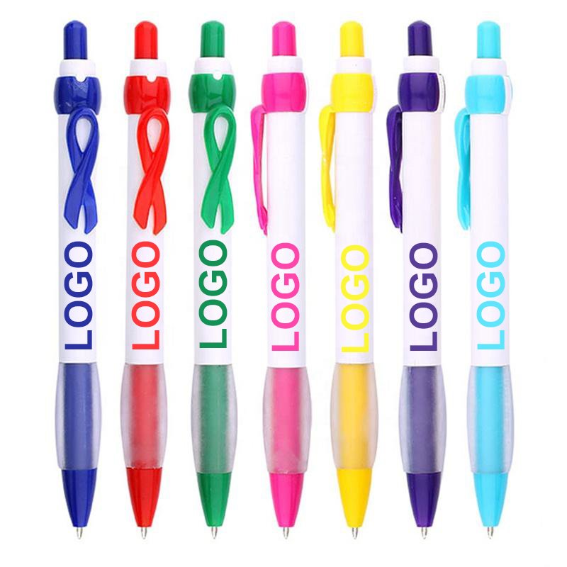 Pink ribbon bow clip ballpoint pen Red Cross AIDS public welfare breast cancer auxiliary advertising retractable pen